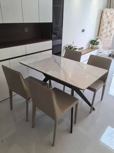 岩板餐桌120/70铁架家用方桌餐桌 餐厅饭店椅现代简约食堂吃饭桌