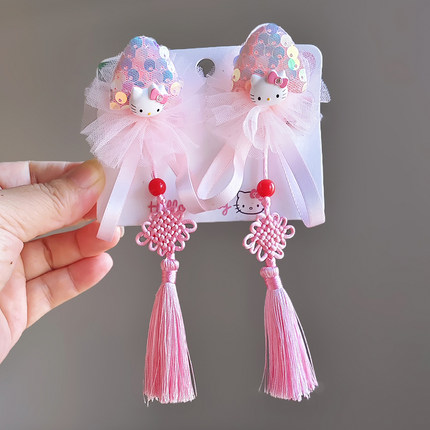 HelloKitty凯蒂猫古风流苏发夹女童可爱超仙公主发饰儿童唐装对夹