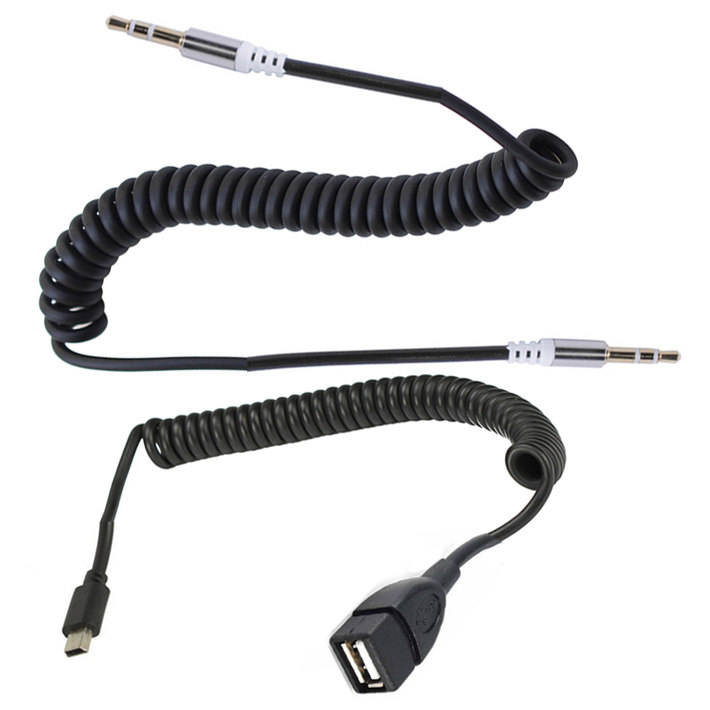 车载aux转usb数据线车用3.5mm插头汽车Mini T型口MP3音频线连接线