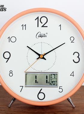 康巴丝清晰大字座钟农历阳历星期温度湿度摆创意时钟学生卧室静音