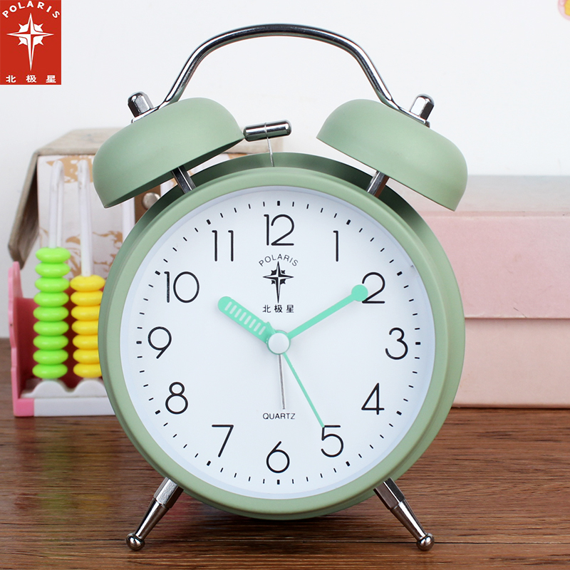 北极星闹钟静音闹钟简约时尚卧室儿童桌摆闹表大音钟表学生夜灯表