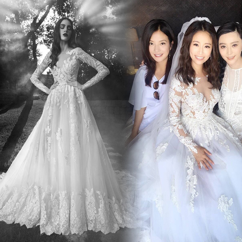 Ruby Same item Off Shoulder Long sleeve Wedding dress bride marry 2019 new pattern Tailing Luxurious Lacein the Women's clothing/Boutique , Wedding/Cheongsam/Formal dress , Wedding  category - from Buy2taobao.com to provide professional Taobao agent buy service