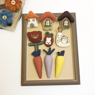 创意手工森林系布艺胸针服饰包包配件搭配小花小兔子胡萝卜小房子