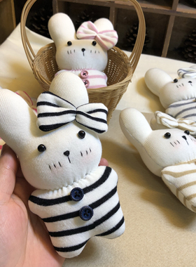 手工制作布艺作品袜子娃娃成品兔子玩偶礼物手工材料包 小号娃娃