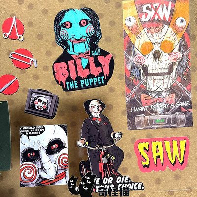 奇怪猫 电锯惊魂竖锯saw谷子周边ipad笔记本电脑手帐痛装饰贴纸