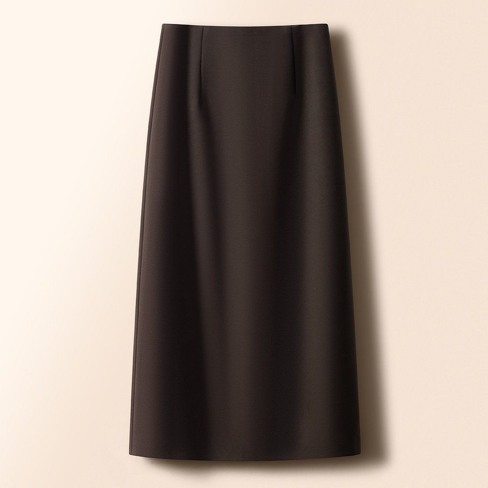 咖色毛呢直筒半身裙女秋冬季2025新款职业呢子西服裙一步包臀长裙