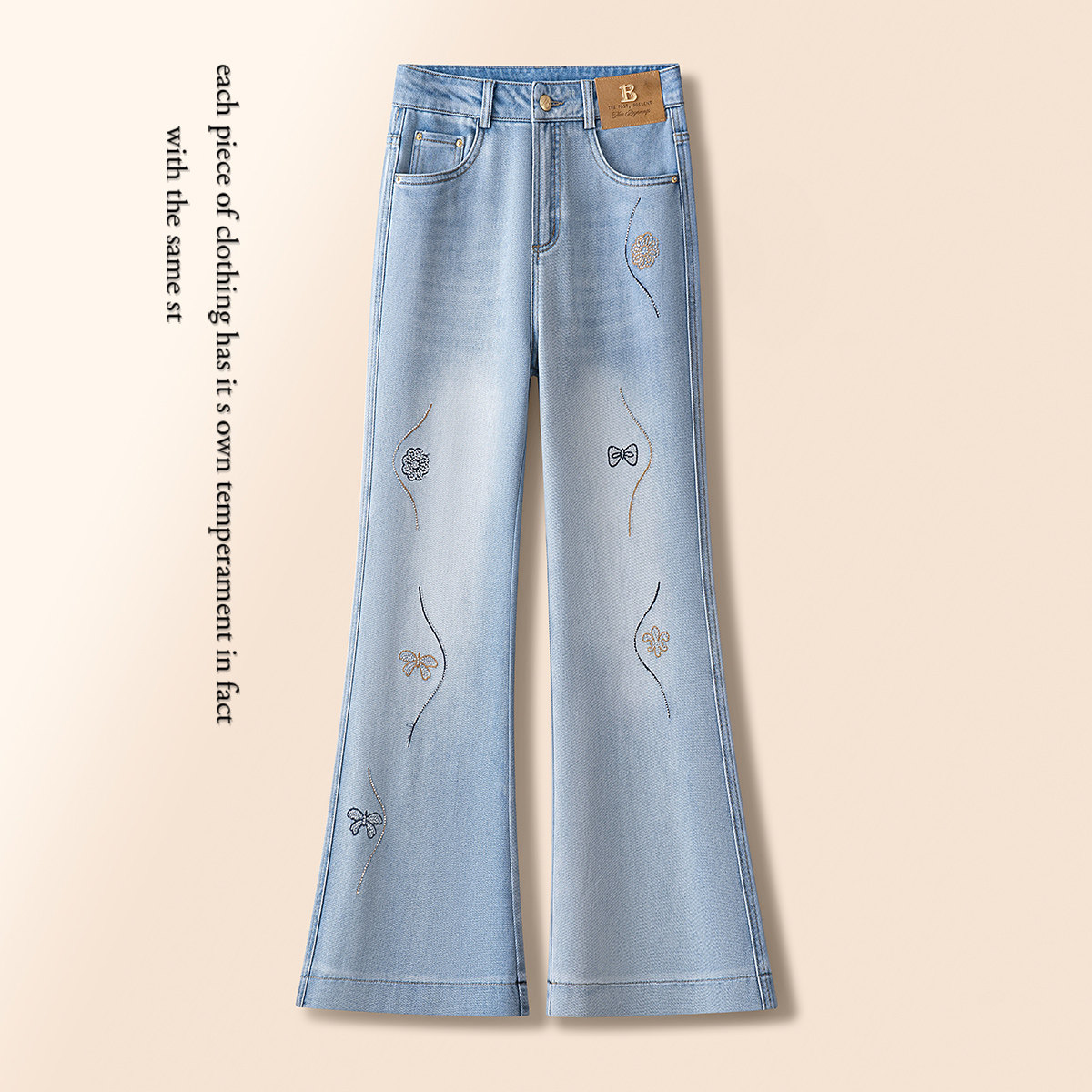 时尚洋气刺绣烫钻牛仔筒喇裤女春季2026新款不贴腿休闲直筒喇叭裤,女装/女士精品,牛仔裤,淘宝优惠券,粉丝福利购,淘宝优惠卷