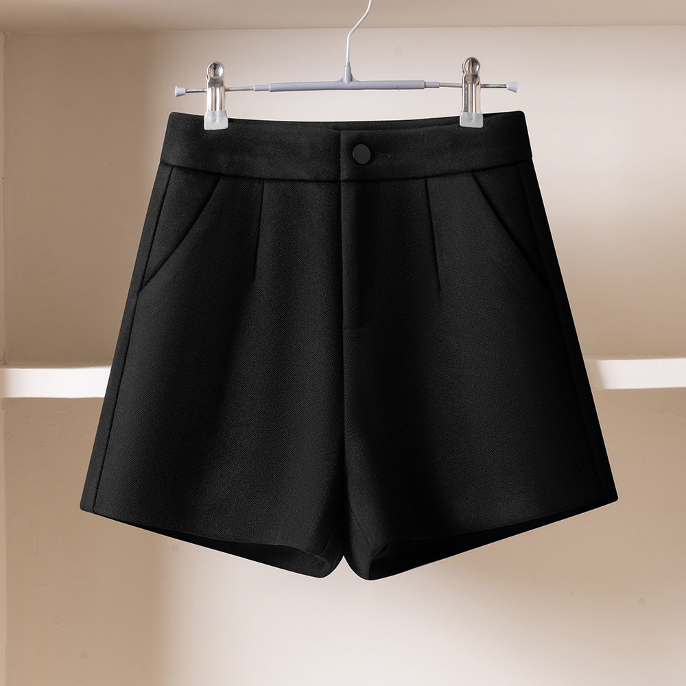 简约休闲毛呢阔腿裤女冬季2025新款加厚高腰显瘦气质减龄a字短裤,女装/女士精品,休闲裤,淘宝优惠券,粉丝福利购,淘宝优惠卷