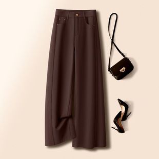 简约百搭休闲直筒裤 2026新款 女春季 美拉德咖色莱赛尔大阔腿牛仔裤