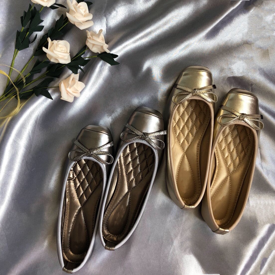 WANWAN HUIFENG ZHIXUN의 같은 스타일 발레 복고풍 사각형 발가락 활 금 얕은 입 플랫 요정 신발