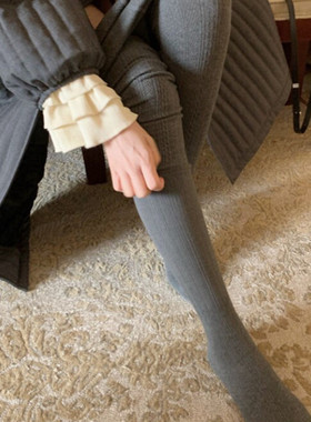 大Eees磨毛薄绒贵气精致麻花纹连体裤复古暗纹打底裤秋季灰连袜裤