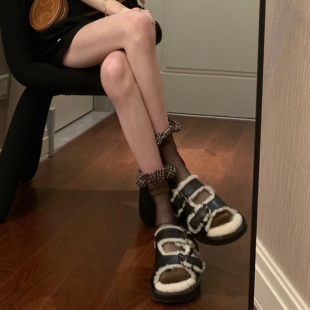 秀款F迪*格子花边丝袜中筒格纹荷叶边女袜玻璃丝甜美复古短袜女