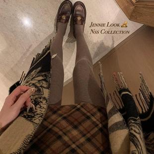 华尔顿少女 袜不加绒显瘦踩脚打底袜 麻豆温柔棉平板燕麦白色连裤