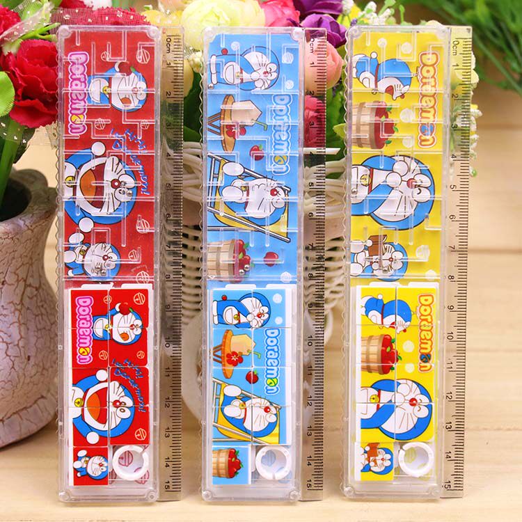 包邮卡通多功能迷宫直尺15cm厘米塑料尺子拼图益智小学生文具用品