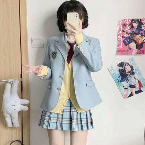 元希少女藤泽高三粒扣收腰西装