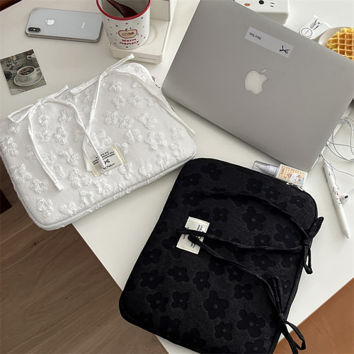 新款韩国新款ins花朵系带蝴蝶结ipad平板电脑包笔记本收纳内胆包ipadpro11寸平板14 15手拿文件包保护套13.3