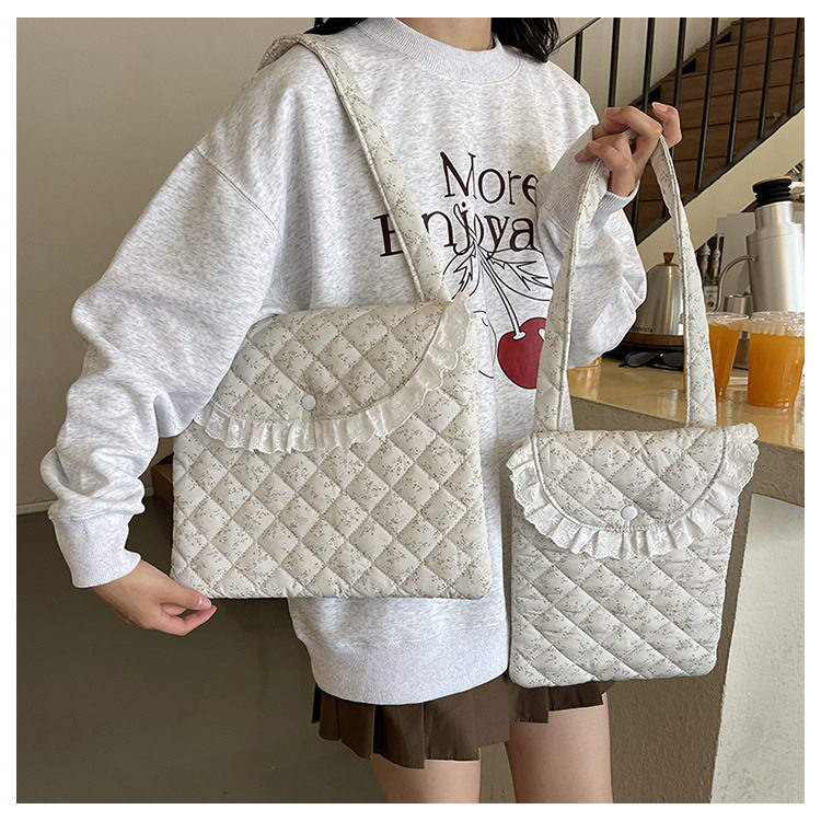 ins风蕾丝花边碎花文件包笔记本电脑包平板11ipad手提单肩包