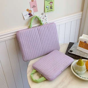 韩版小清新条纹撞色手提内胆包11寸平板包14寸笔记本防震电脑包包
