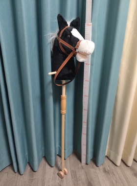 出口黑色单马头棒儿童摇马木马毛绒玩具马头棍六一幼儿园道具音乐