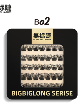 无标睫B02黑色细梗浓密款D卷大翘度欧美风单簇仿真款假睫毛