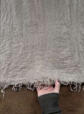 禾创社正品植物染高级灰色系列毛边围巾女士秋冬保暖100%羊绒披肩