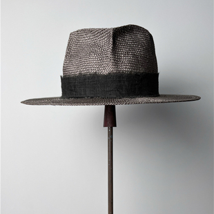 禾创社设计款手工礼帽夏季复古穿搭植物染草编草帽日常费多拉帽子