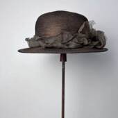 植物染色遮阳帽法式 禾创社简约真丝装 饰手工帽子女士夏季 古典草帽