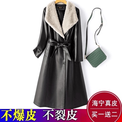 2025冬新款真皮羽绒服女高端海宁皮衣修身中长时尚白鸭绒时尚外套