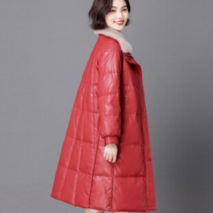 羽绒服大码 中长款 海宁水貂毛领加厚皮大衣 真皮皮衣女装 2025冬新款