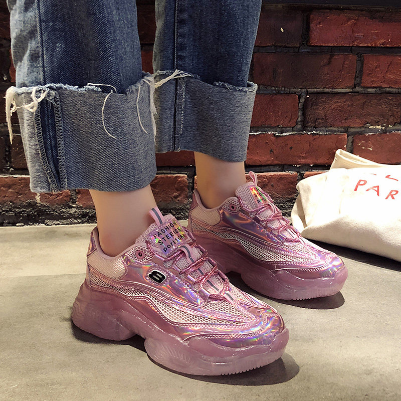 laser Diddy 2019 new pattern Colorful crystal The thickness of the bottom ins Net Red jelly ventilation Net surface gym shoesin the Women's Shoes, Low shoes  category - from Buy2taobao.com to provide professional Taobao agent buy service