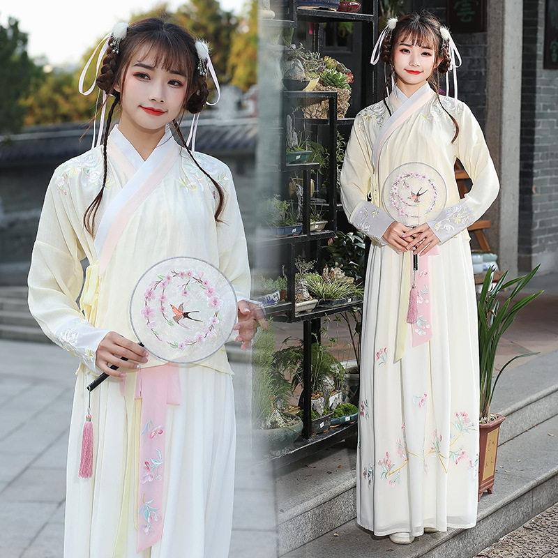 夏装新款绣花汉服女小个子交领齐腰襦裙缣缣意日常复古汉元素套装