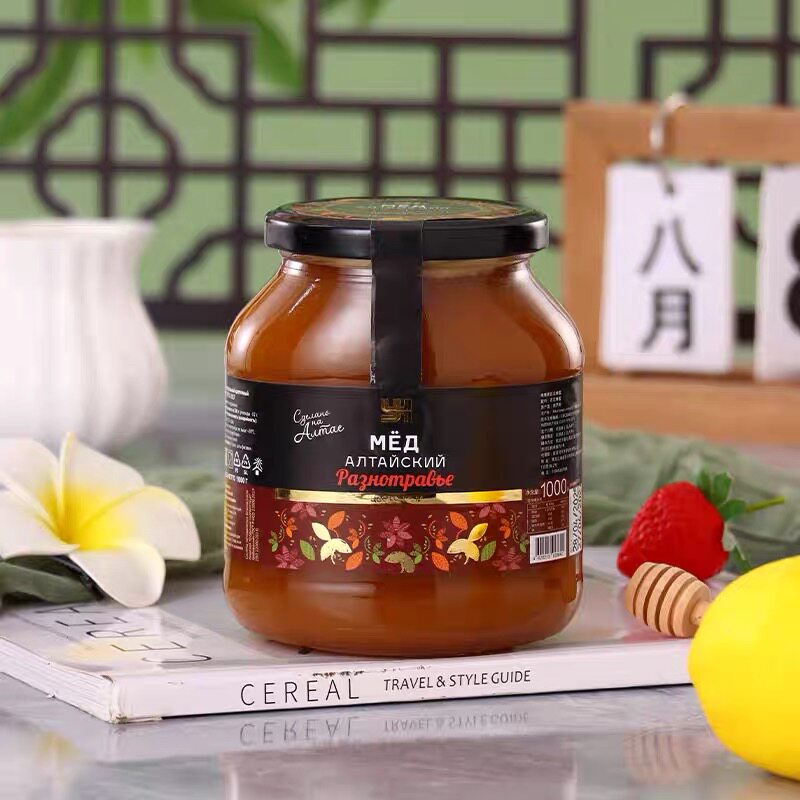 俄罗斯进口葵花蜜1000g纯天然蜂蜜营养滋补品