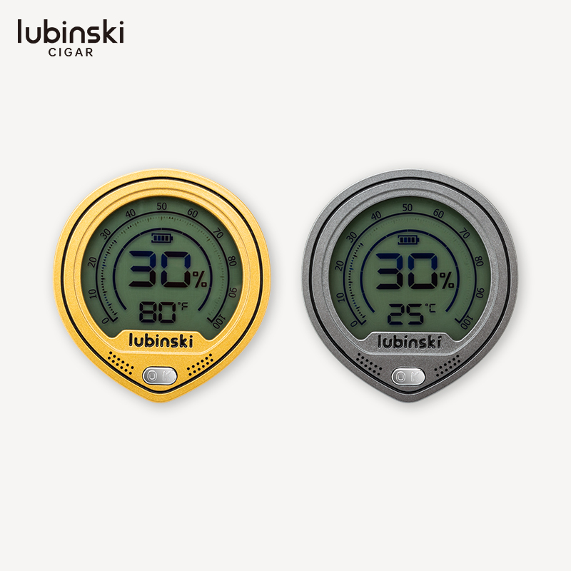 LUBINSKI电子温湿度表水滴形雪茄环境高精准数显温湿度双显计测量