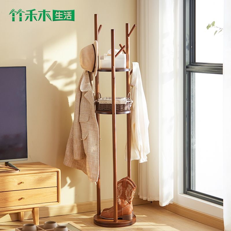衣帽架楠竹旋转衣架落地卧室家用多功能挂衣架客厅简易立式衣架子