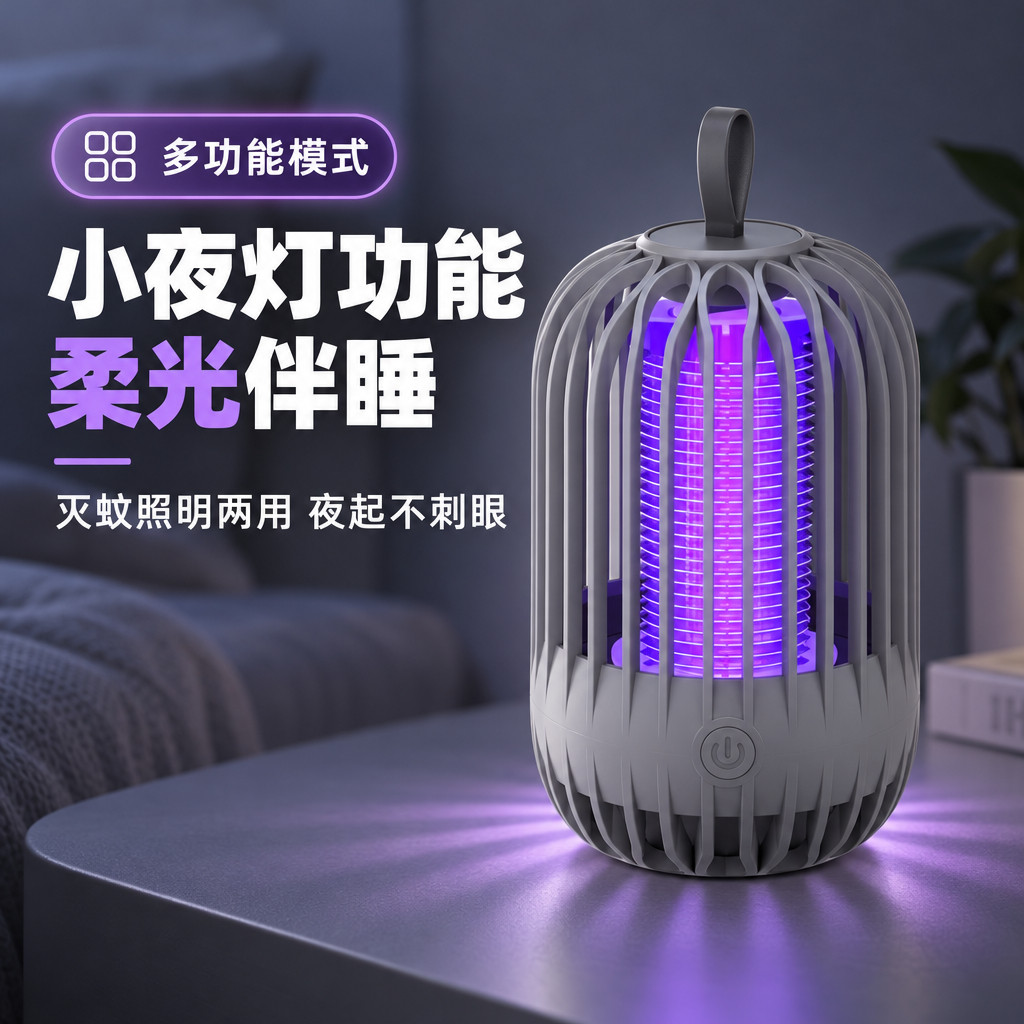 双模式usb充电物理紫光诱蚊电击灭蚊灯户外家用车载小夜灯驱蚊器