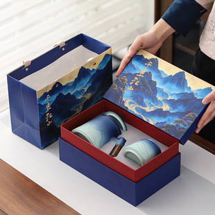 茶杯陶瓷杯子茶水分离杯过滤泡茶杯公马克杯带盖商务礼品印制lo