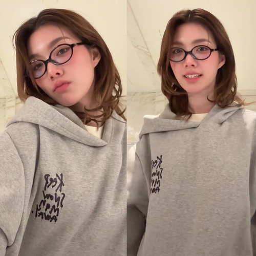 泰剧lingorm邝玲玲keepsilent陈美玲同款2026秋冬宽松连帽卫衣女