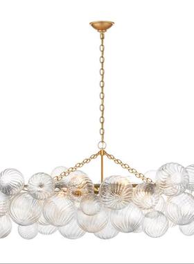 现代美式复古别墅客厅挑空餐厅衣帽间主卧室漩涡玻璃泡泡球吊灯