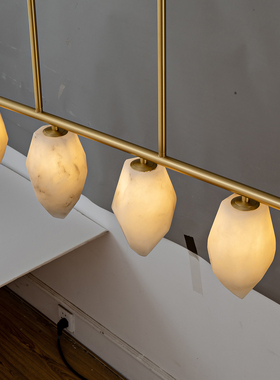 原单出口北美客厅卧室书房酒店大堂高档厚料全铜进口天然云石吊灯