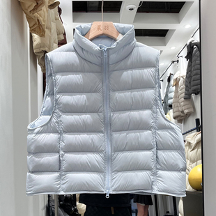 新国标90白鸭绒女士短款立领排骨羽绒服马甲内搭泡芙舒适宽松马夹