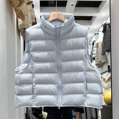 新国标90白鸭绒短款羽绒服马甲