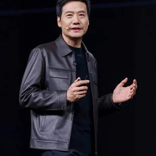 今年流行特惠雷军同款皮衣外套皮衣男2025春季新款休闲黑色翻领