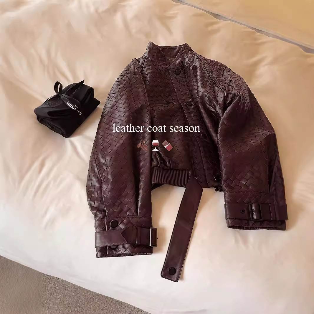 奢华品牌伯克利皮衣轻涂红色进口小羔羊真皮衣女外套2025秋冬新款