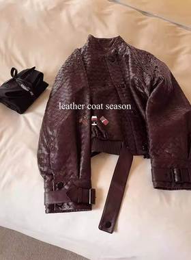 奢华品牌伯克利皮衣轻涂红色进口小羔羊真皮衣女外套2025秋冬新款