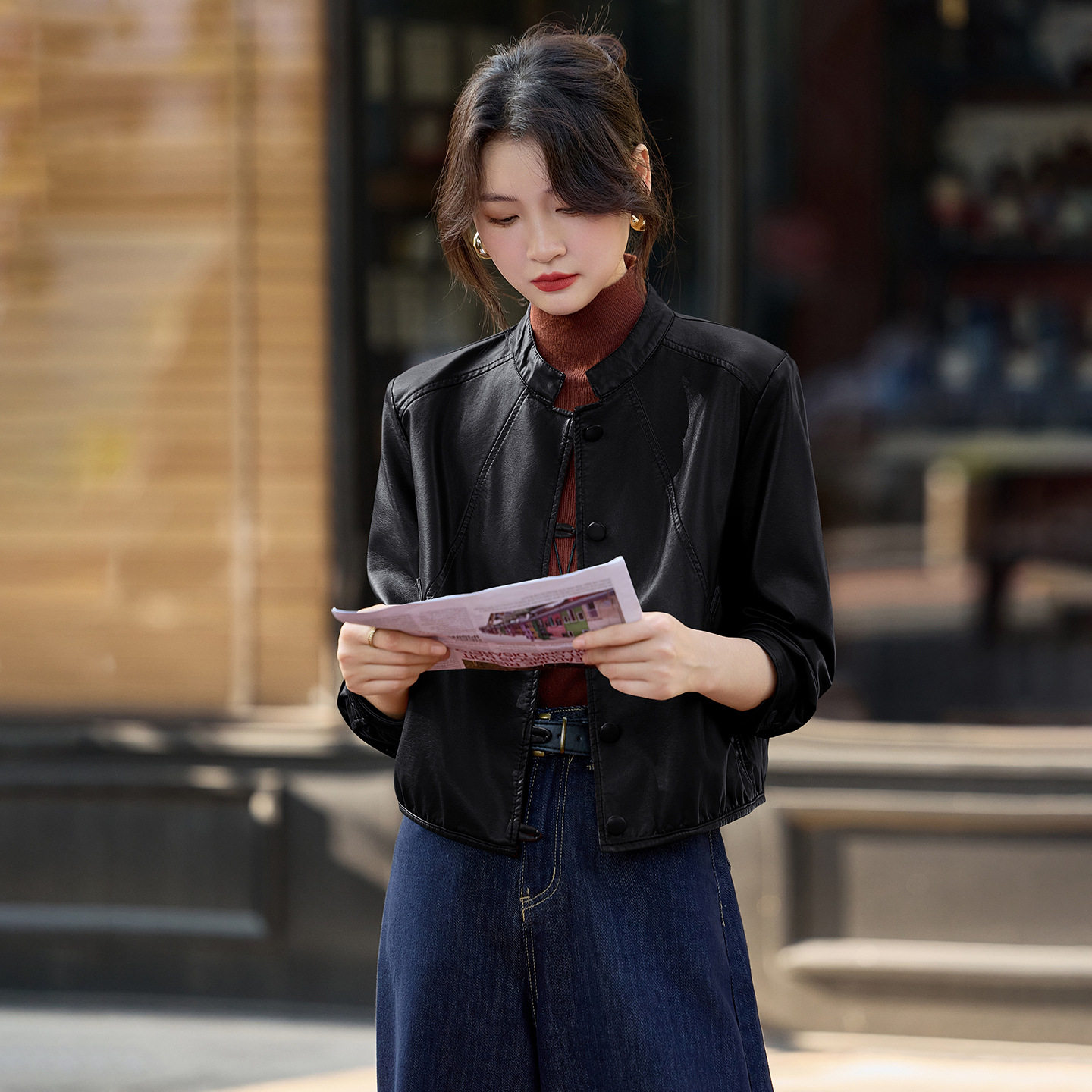 今年流行特惠女式皮衣外套女2026秋季新款高级感立领气质休闲机车