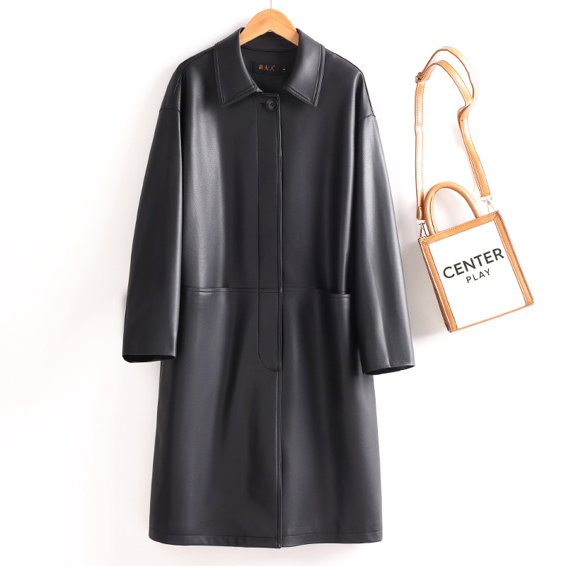 今年流行特惠海宁真皮皮衣女中长款皮大衣宽松显瘦绵羊皮风衣外套