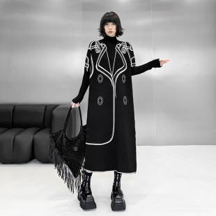 今年流行特惠欧货洋气双面穿半高领毛衣裙女2024冬季 宽松 新款