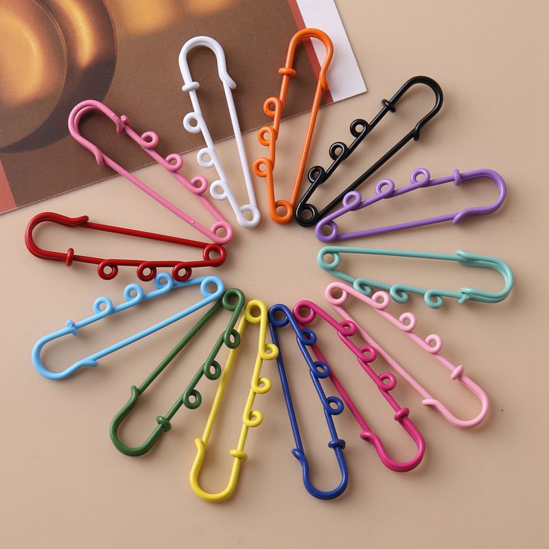 烤漆大别针彩色三孔合金