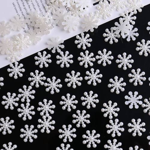 1.5厘米仿珍珠雪花片圣诞树装饰