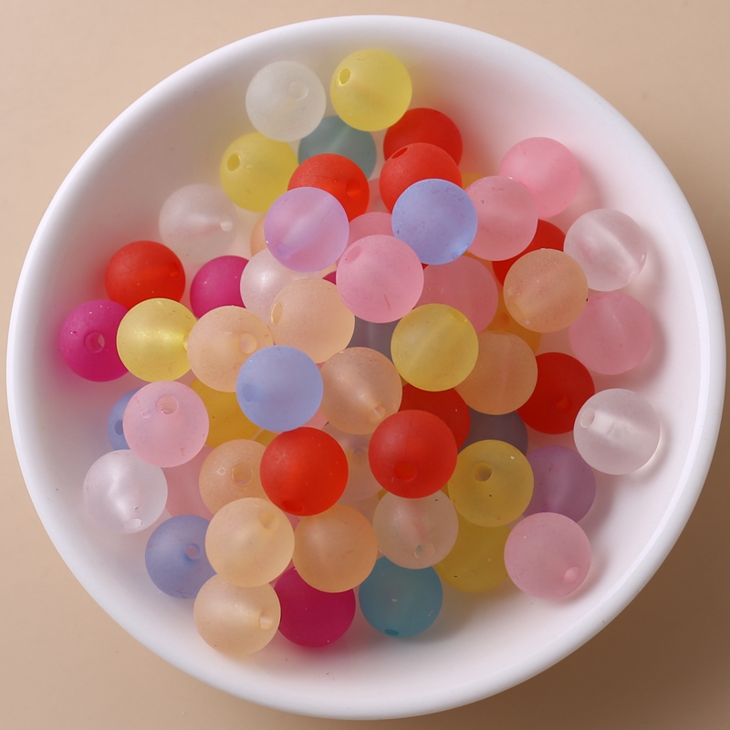 12mm彩色散珠光珠磨砂亚克力透明珠子DIY穿珠包包材料饰品配件